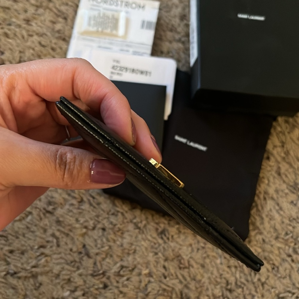Saint Laurent Black Chevron Quilted Leather Card Case - Picture 5 of 11